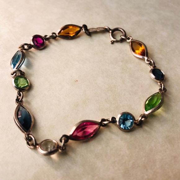 Sterling Silver Jewelry - Multi gemstone & sterling silver bracelet